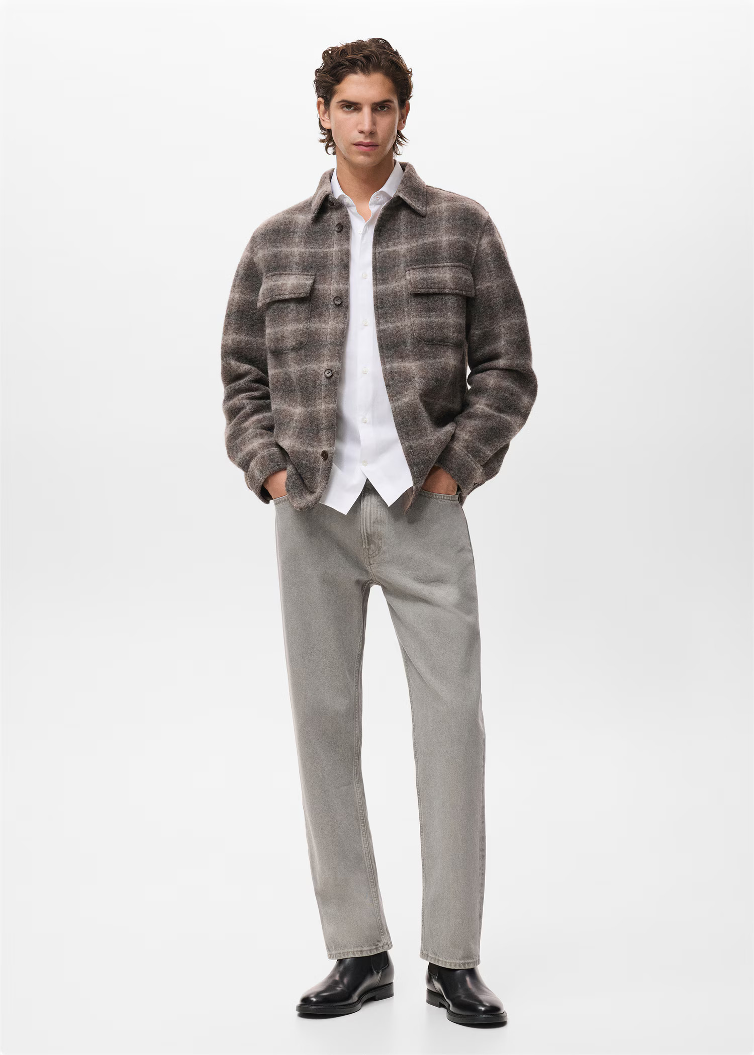 Check wool-blend overshirt | Mango (US/MX/AU)