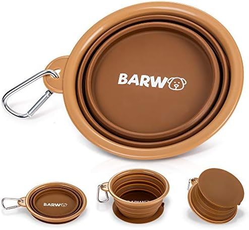 BARWO Collapsible Dog Bowl with Non Skid Suction Base -100% Pure Silicone Foldable Water Bowl, Porta | Amazon (US)