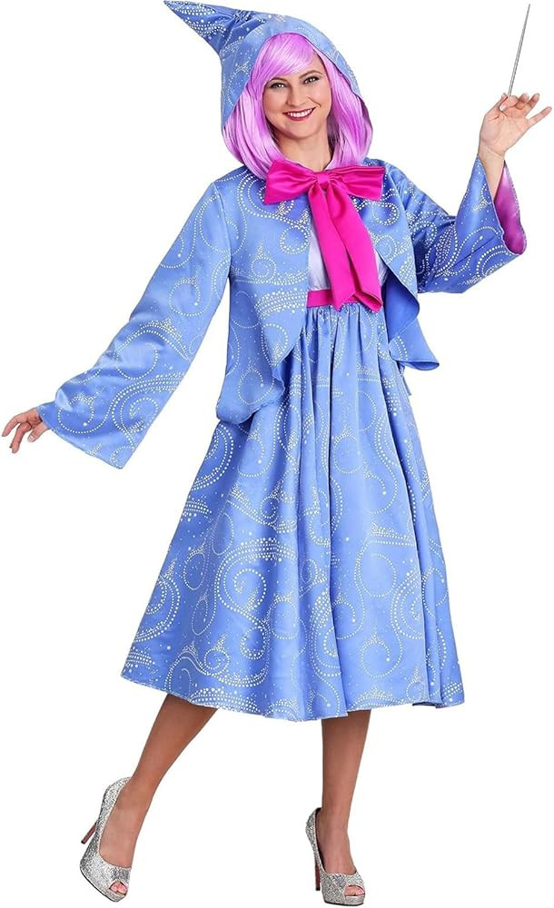 Adult Fairy Godmother Costume Women Blue Hooded Robe Cape Fairy Godmother Halloween Cosplay Skirt... | Amazon (US)