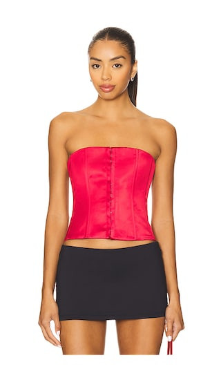 Satin Corset in Bordeaux | Revolve Clothing (Global)