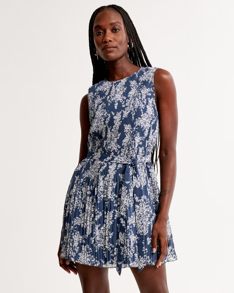 Women's High-Neck Plisse Mini Dress | Women's New Arrivals | Abercrombie.com | Abercrombie & Fitch (US)