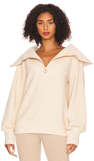 Varley Vine Half Zip Sweater in Cream. - size L (also in S) | Revolve Clothing (Global)