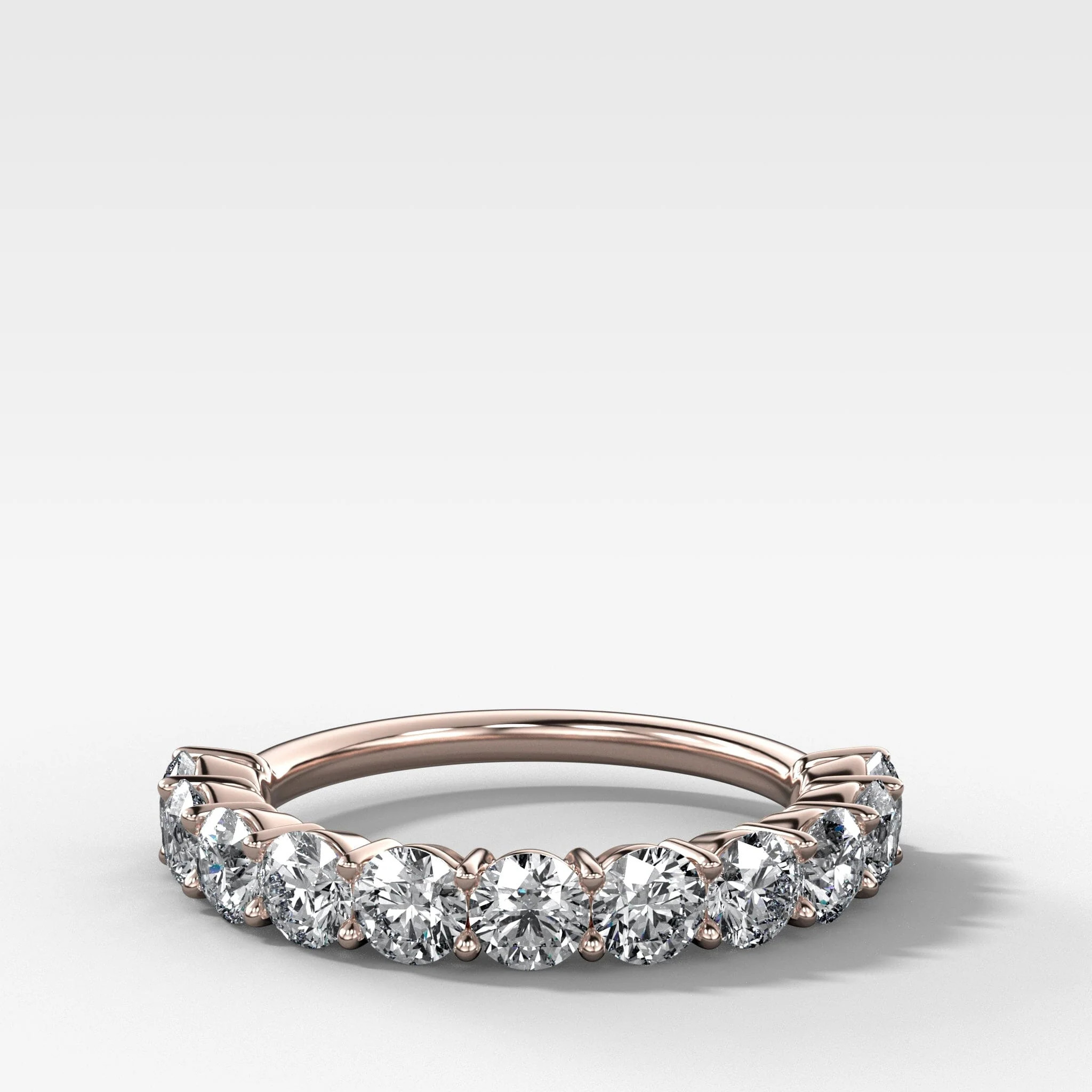 Jumbo Shared Prong Wedding Band With Round Diamonds - Rose Gold / 14k / Lab Grown | Good Stone