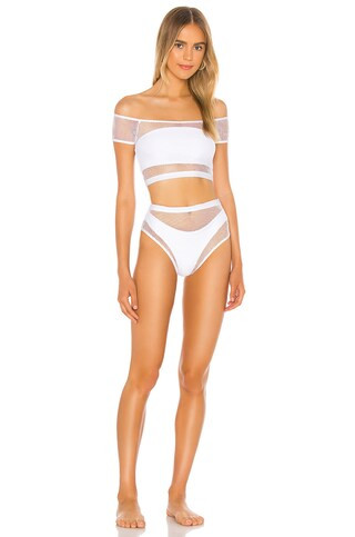 superdown Lorna Mesh Bikini Top in White from Revolve.com | Revolve Clothing (Global)