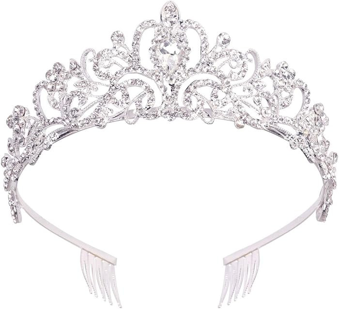 Didder Silver Crystal Tiara Crown Headband Princess Elegant Crown with combs for Women Girls Brid... | Amazon (US)