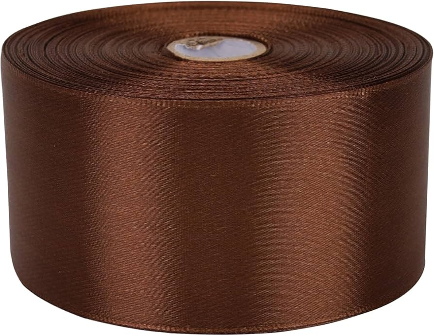 2 inch x 50 Yards Brown Single Face Satin Ribbon Solid Fabric Ribbon for Gift Wrapping Floral Bou... | Amazon (US)