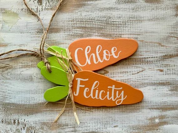 Personalized Easter Basket Tag // carrot tag // Easter gift // Easter decor Easter basket // kids... | Etsy (US)