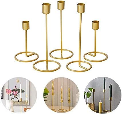 Baffect Set of 5 Gold Candle Holder for Taper Table, Decorative Candlestick Holders for Wedding, ... | Amazon (US)