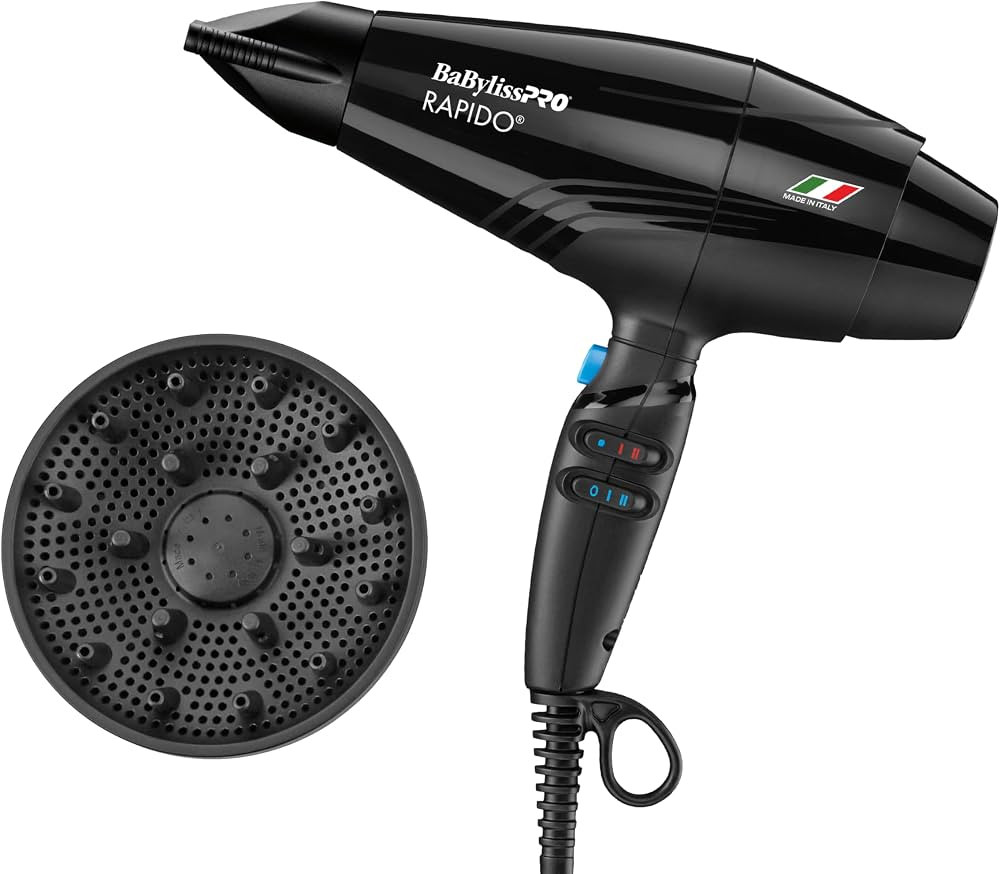 BaBylissPRO Hair Dryer, Nano Titanium Rapido 2000-Watt Blow Dryer, Hair Styling & Appliances, Bla... | Amazon (US)