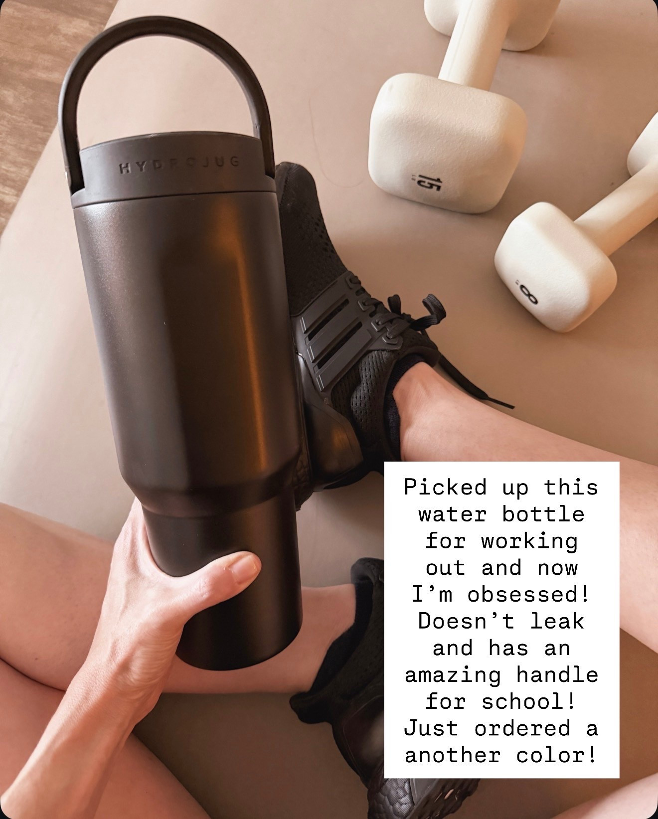 I’m obsessed with this water bottle. Doesn’t leak! Perfect for work too. @hydrojug #ad
