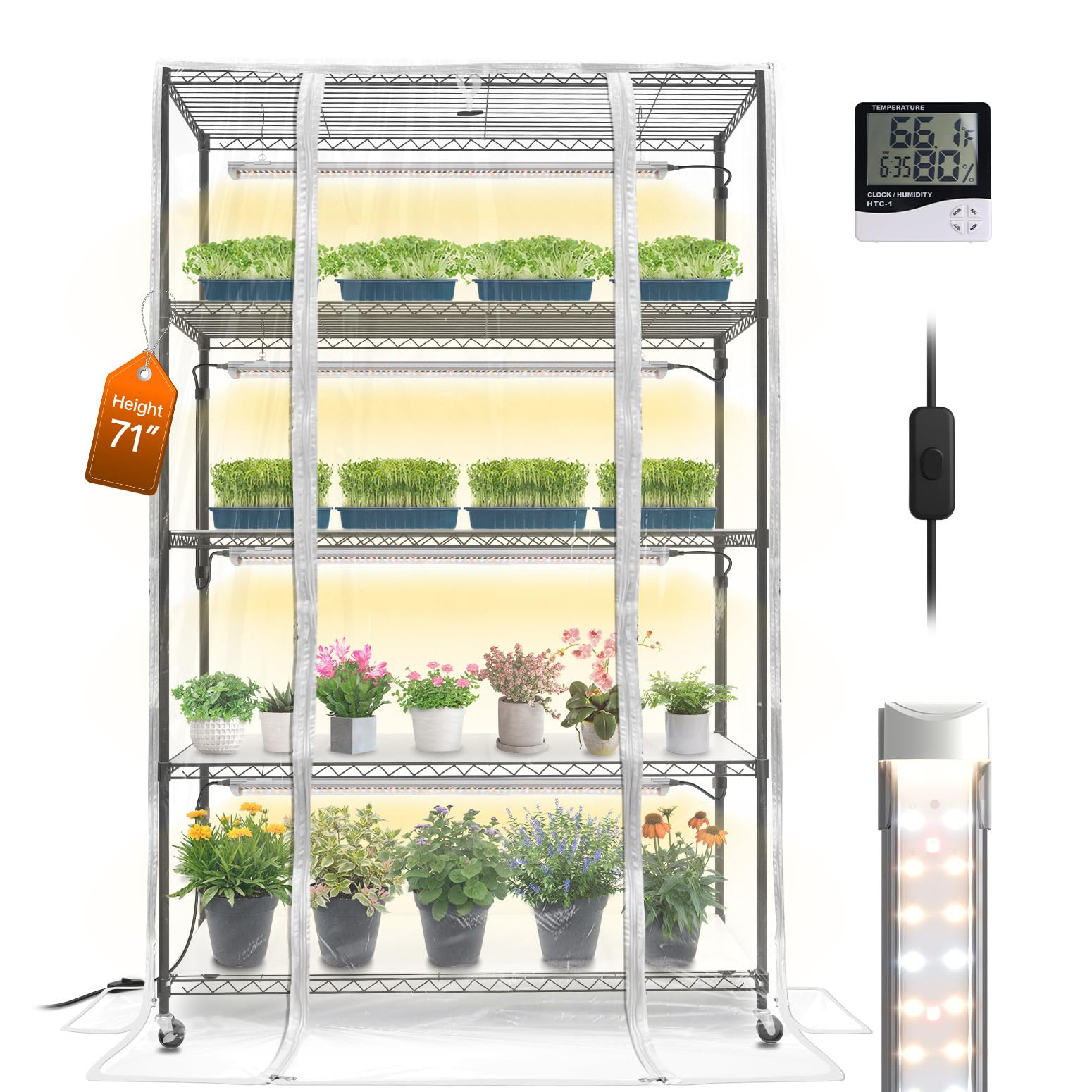 Bstrip Indoor Greenhouse with Grow Light, Plant Shelf with 4 Pack T8 Full Spectrum Plant Lights a... | Amazon (CA)