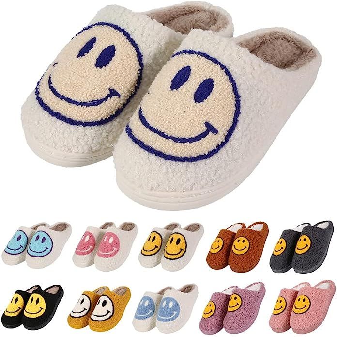 Giom Smile Face Slippers For Women Men Upgrade Non-Slip Comfy Plush Fleece Lined Warm Slipper Coz... | Amazon (US)