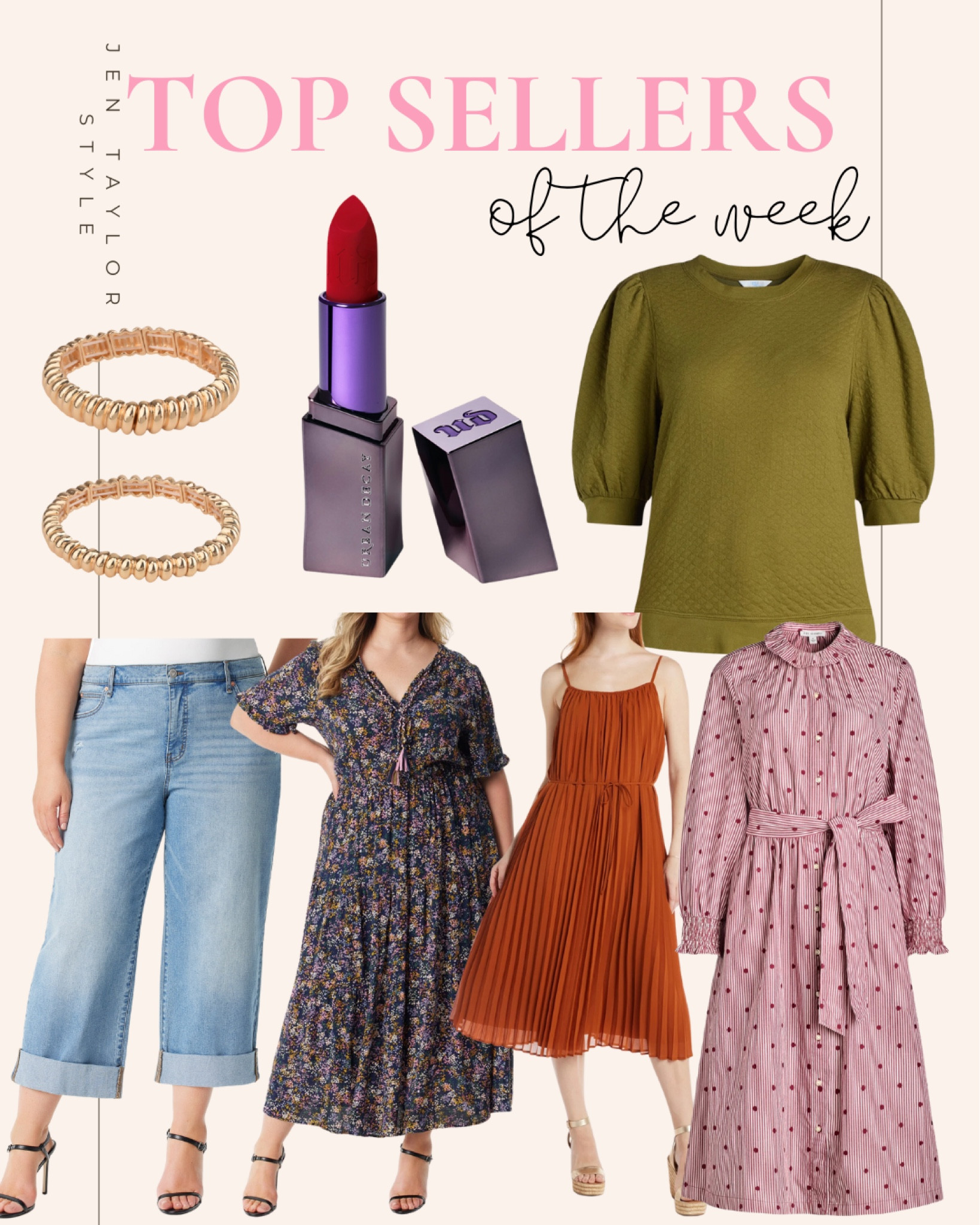 Best sellers in plus size, midsize and curvy fashion and beauty this week! Featuring fall lip color, plus size fall dresses, plus size jeans, gold bracelet stack and plus size top

#LTKplussize #LTKstyletip #LTKmidsize