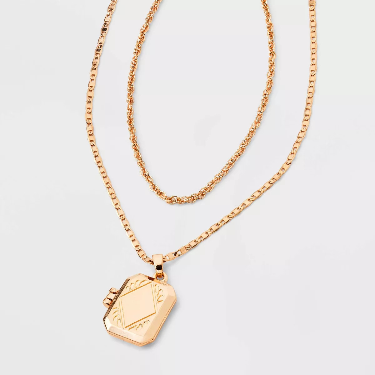 Rectangular Locket Multi-Strand Necklace - Universal Thread™ Gold | Target