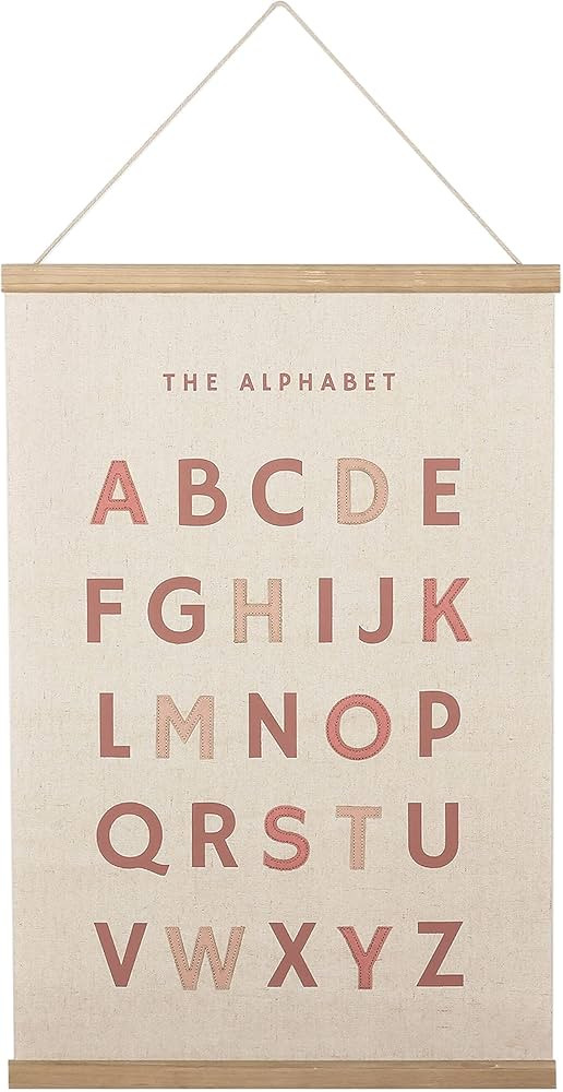 16×24 Inch Embroidered Alphabet Poster Framed with Wood Hanger - Dusty Pink Wall Decor for Girls... | Amazon (US)