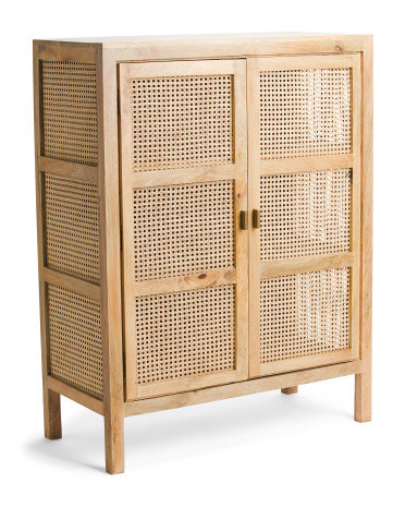 Mango Wood Cane 2 Door Cabinet | TJ Maxx