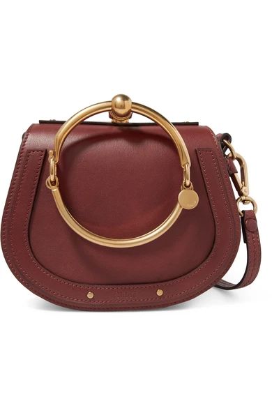 Chloé - Nile Bracelet Small Leather And Suede Shoulder Bag - Burgundy | NET-A-PORTER (US)