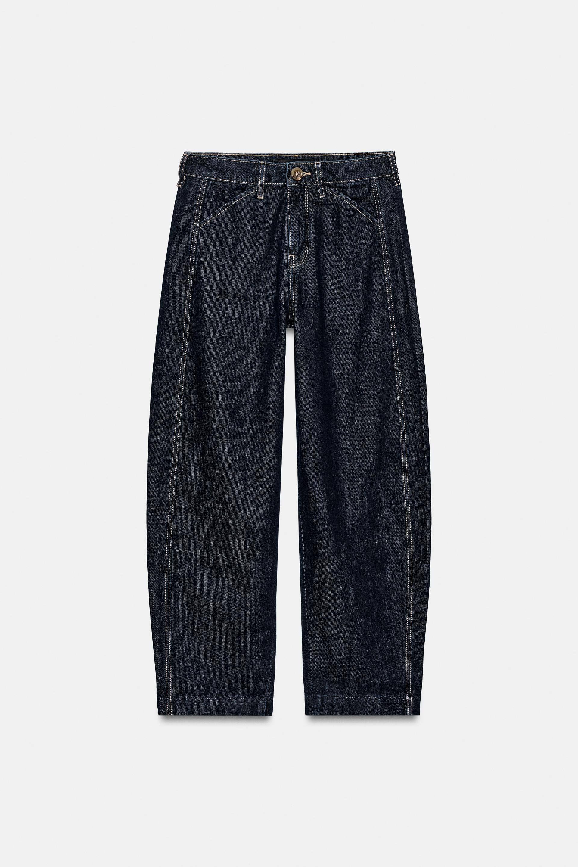 Zara - Z1975 High-Rise Tapered Contrast-Stitch Jeans - Blue - 31 (Ca 12) - Woman | Zara Canada