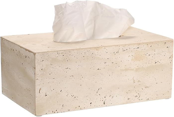 BTSKY Rectangular Tissue Box Cover Natural Travertine Tissue Box Holder Heavy Duty Facial Toilet ... | Amazon (CA)