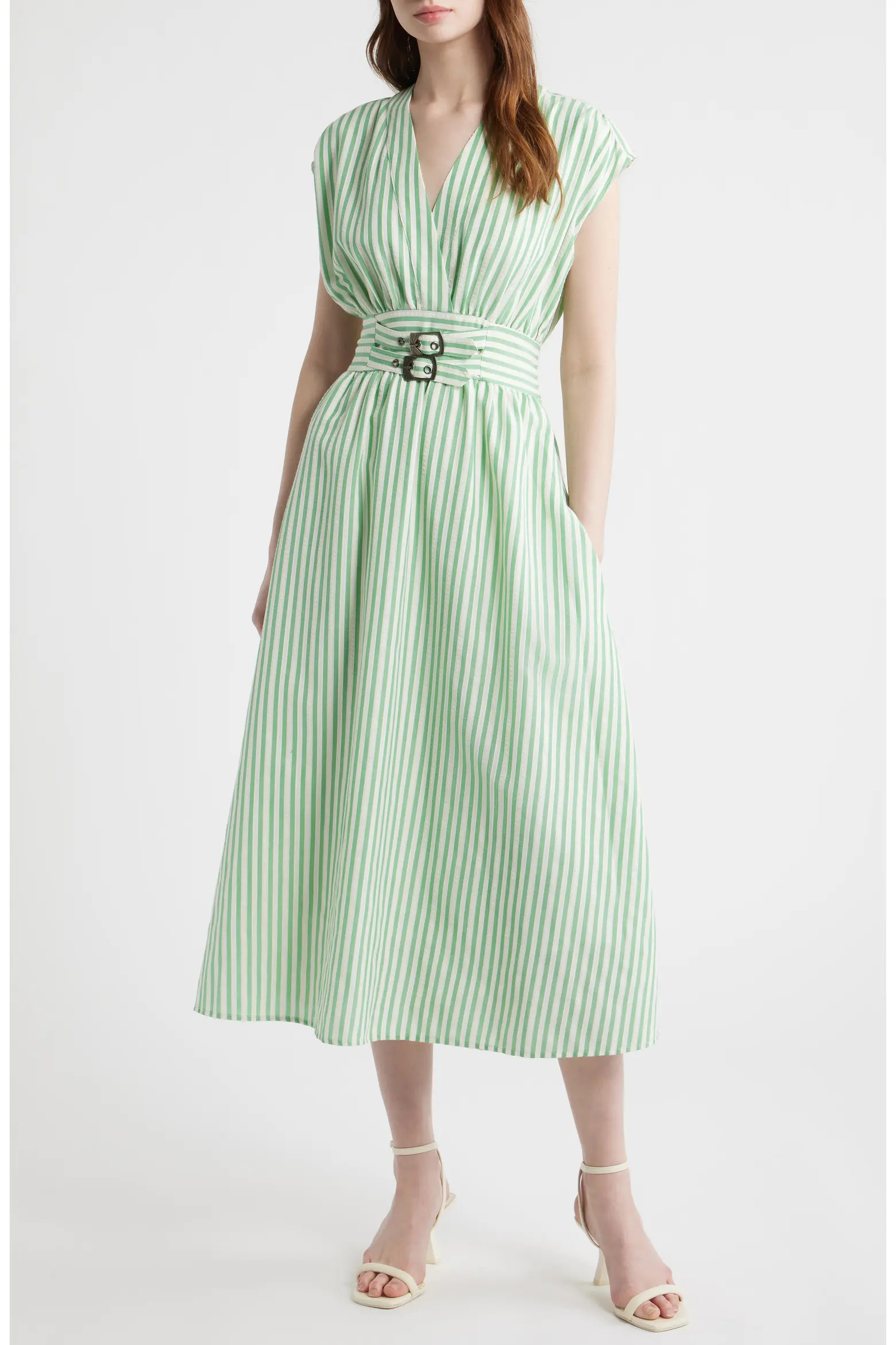 Stripe Fit & Flare Midi Dress (Women) | Nordstrom | Nordstrom