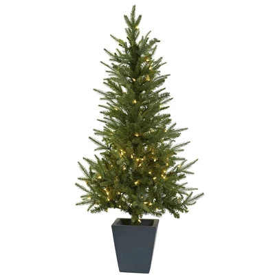 4.5' Christmas Tree w/Clear Lights & Decorative Planter | Nearly Natural