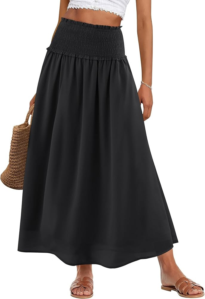 ANRABESS Maxi Skirt for Women Floral High Waisted Elastic Flowy 2026 Summer Boho Long Skirts Beac... | Amazon (US)