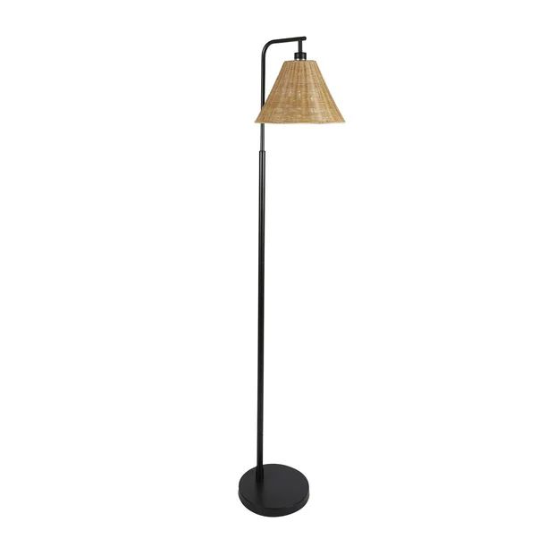 Better Homes & Gardens Black Metal and Rattan Floor Lamp with 7-Watt LED Bulb - Walmart.com | Walmart (US)