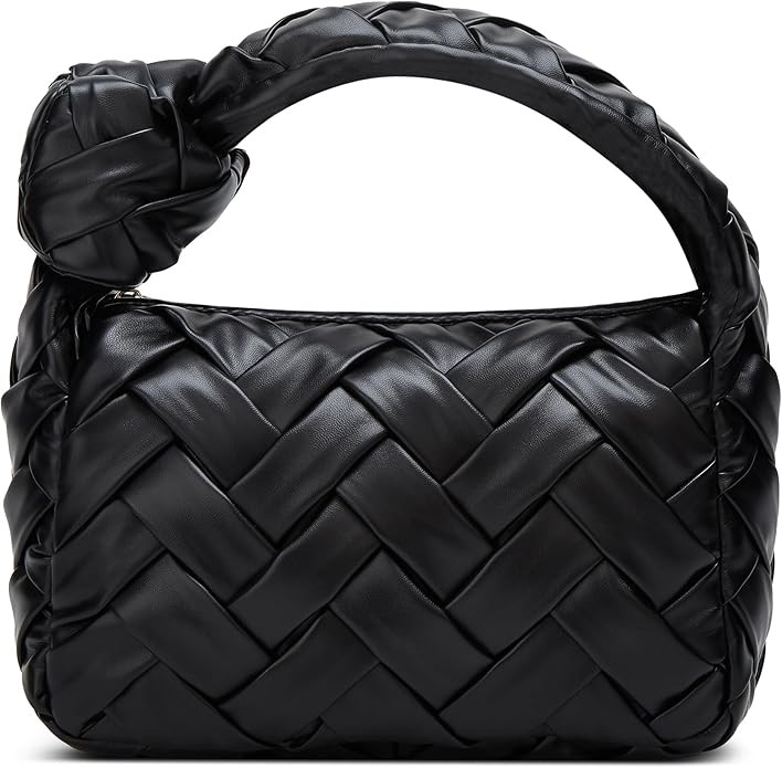 Woven Hobo Bags for Women Knotted Purse Trendy Top Handle Clutch Bag Soft Vegan Leather Handbags | Amazon (US)