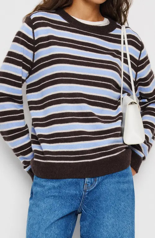 Reformation Cashmere Blend Sweater in Ice Water Multi Stripe at Nordstrom, Size Small | Nordstrom