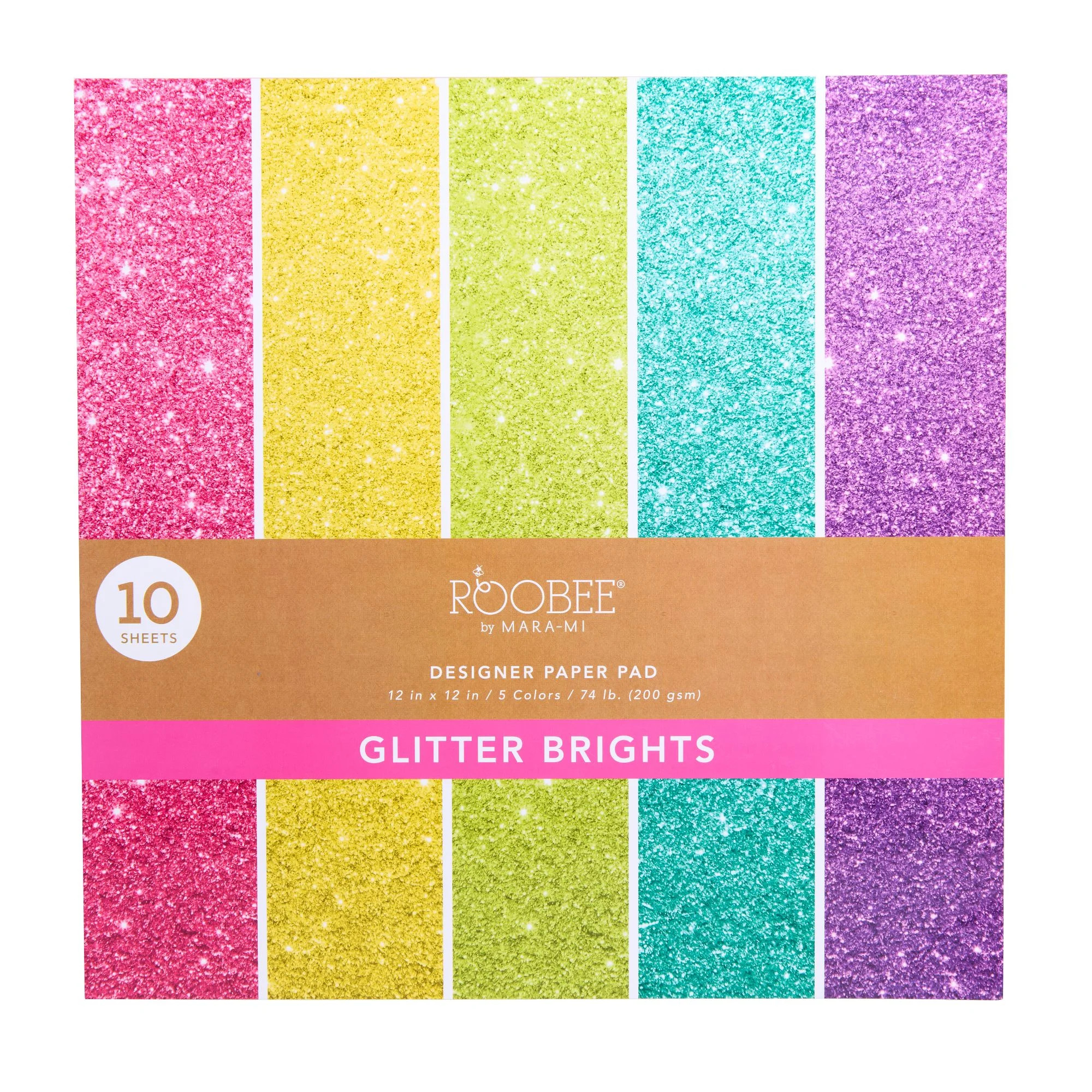 Roobee by Mara-Mi Bright Glitter Multicolor Cardstock 12" x 12", 210GSM, 10 Count New | Walmart (US)