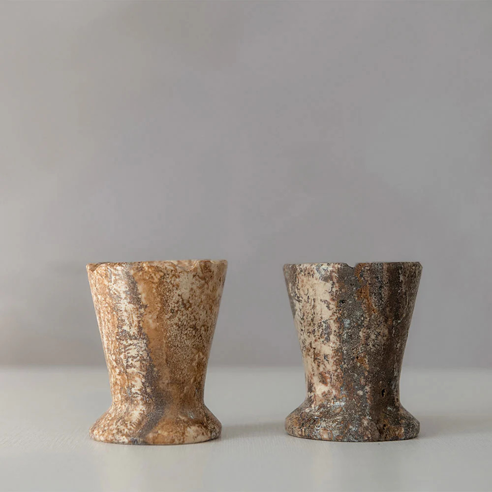 Red Travertine Candle Holder | Roan Iris