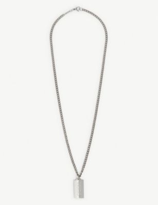 Chain logo-tag stainless steel necklace | Selfridges