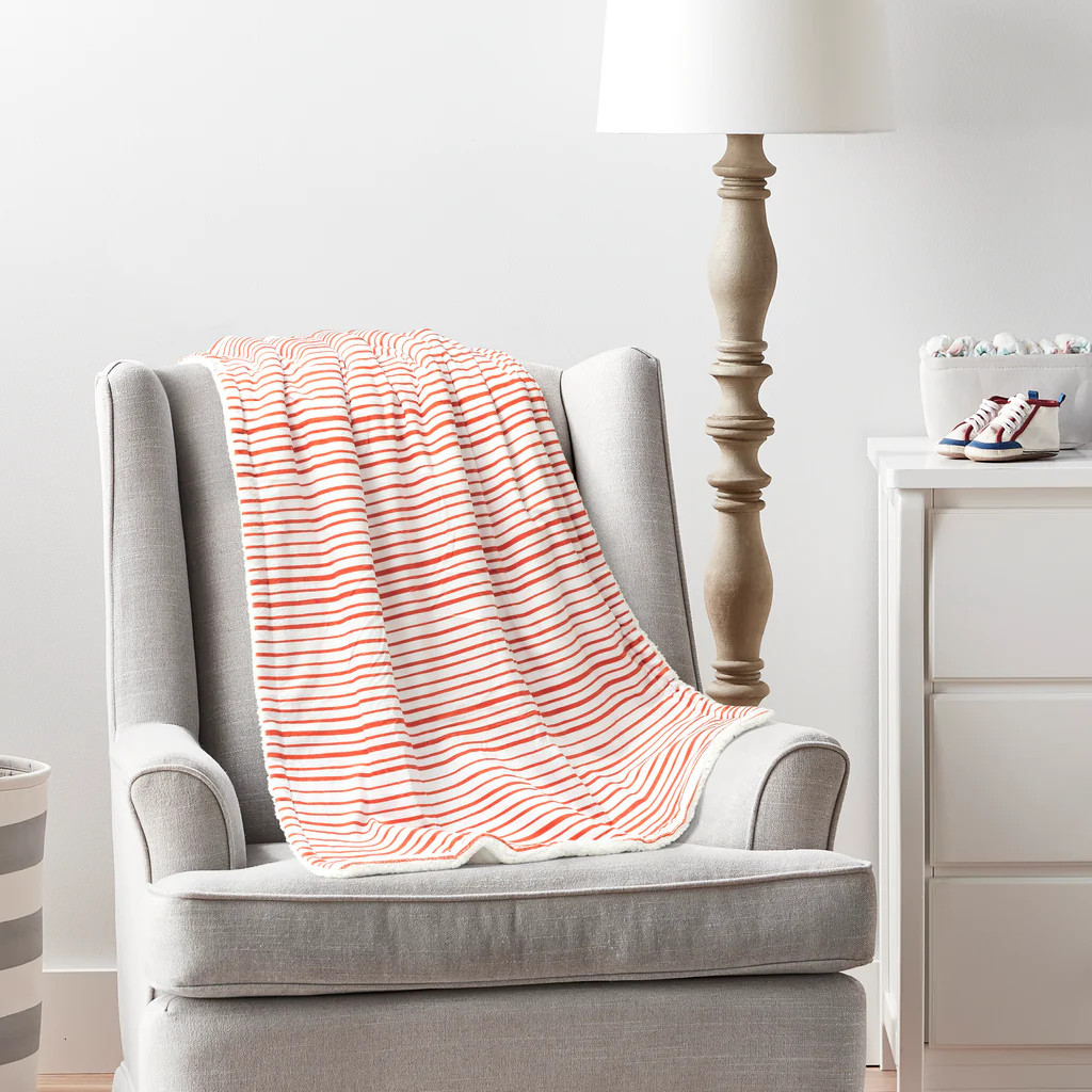 Brushstroke Stripe Sherpa Baby Blanket | Lush Decor