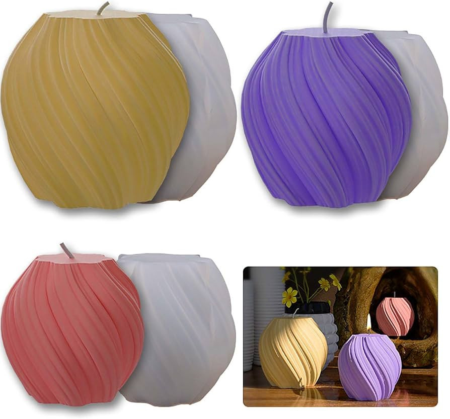3 Pack Wave Candle Mold Multiple Size Ball Shape Candle Mold Spiral Candle Mold Resin Casting Mol... | Amazon (US)