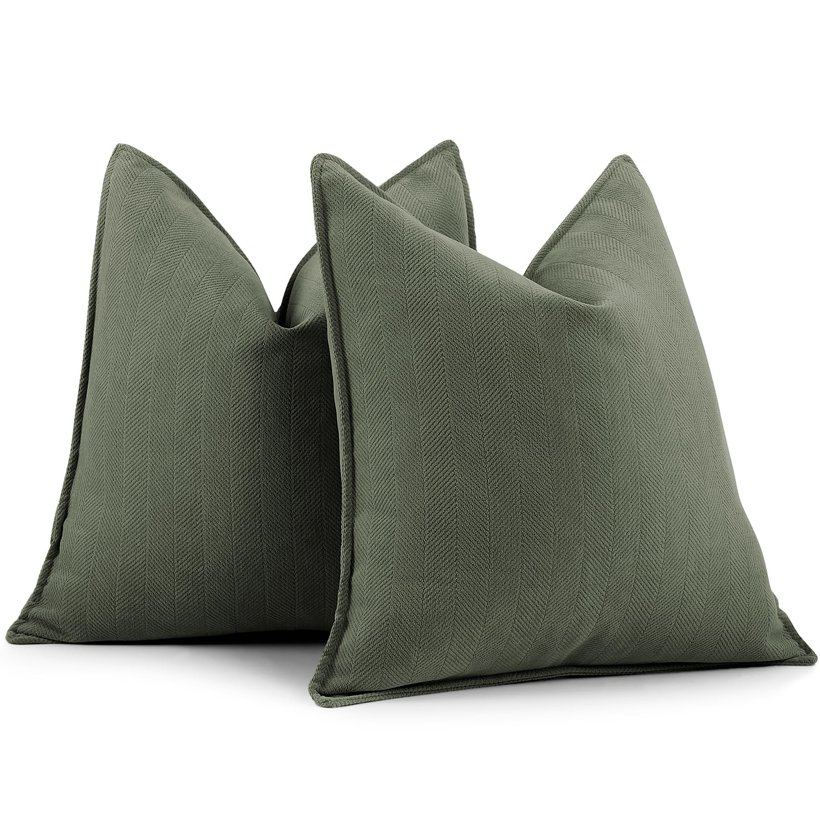ZWJD Army Green Pillow Covers 24x24 Set of 2 Chenille Throw Pillow Covers with Elegant Design Sof... | Amazon (US)