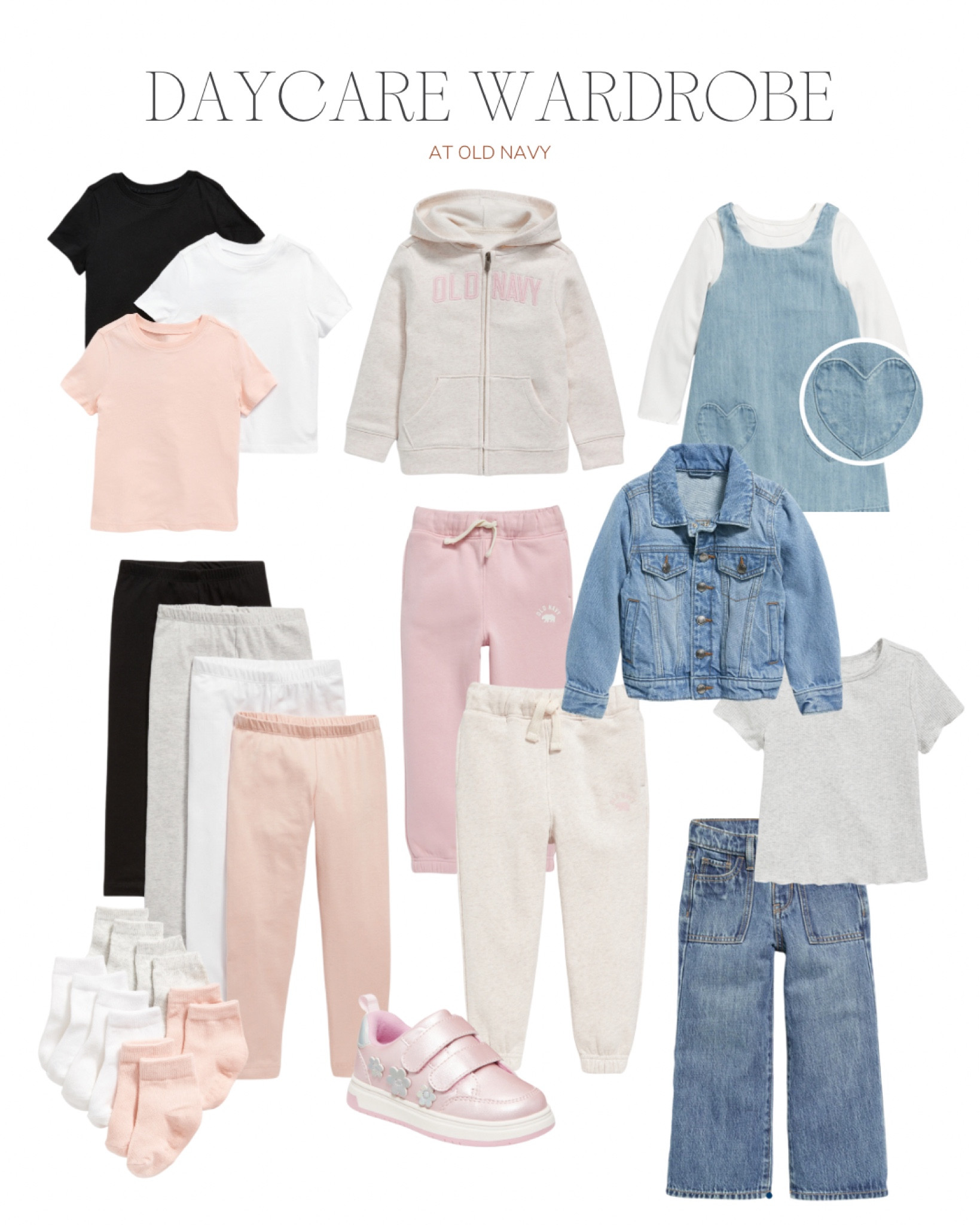 Old Navy daycare clothing essentials 