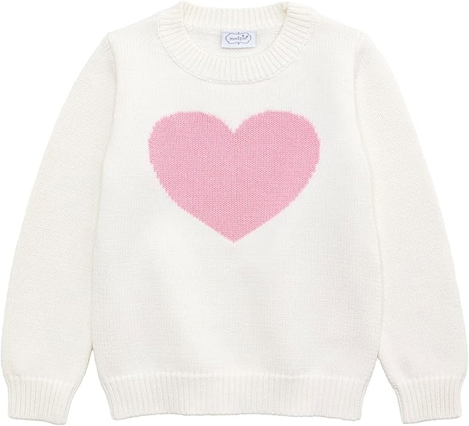 Mud Pie Girls Kids Valentine's Day Heart Intarsia Sweater | Amazon (US)