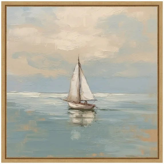 Kate and Laurel Calm Pastel Sailboat Landscape Framed Canvas Wall Art by The Creative Bunch Studi... | Walmart (US)