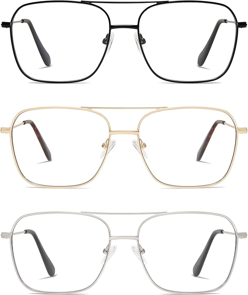 AMOMOMA Retro Reading Glasses for Women Men Aviator Square Blue Light Computer Womens Reader 1.50... | Amazon (US)