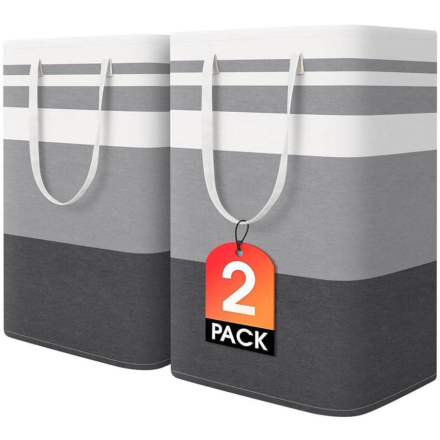 HomeHacks 2 Pack Large Laundry Baskets, Waterproof, Freestanding Laundry Hampers, Collapsible Clo... | Amazon (US)