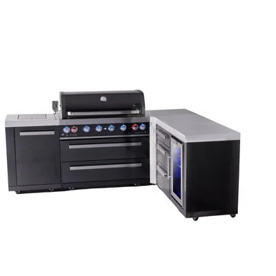 Mont Alpi L-shaped Black Stainless Steel 94"w X 75"d X 46"h Modular Outdoor Kitchen Island With Refrigerator + 44"w 6-burner Bbq Grill + Side Burner + | Wayfair North America