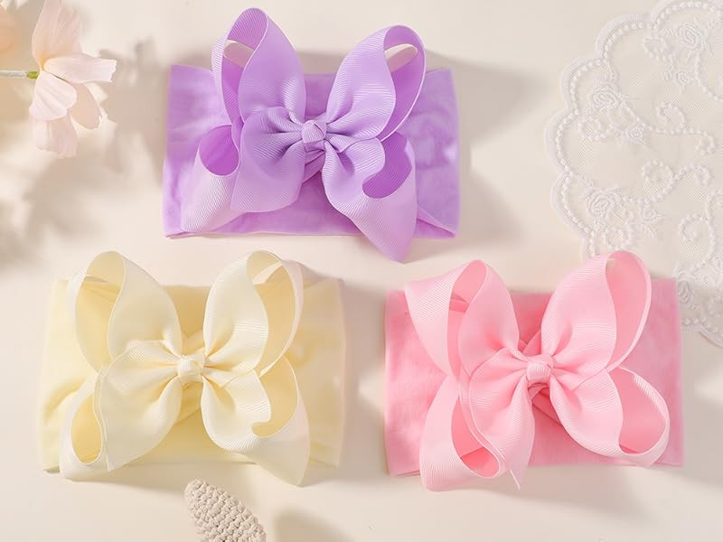 20pcs Baby Girls Bows Headbands Nylon Hairbands Ribbon Bow Elastic Hair Accessories for Newborns ... | Amazon (US)