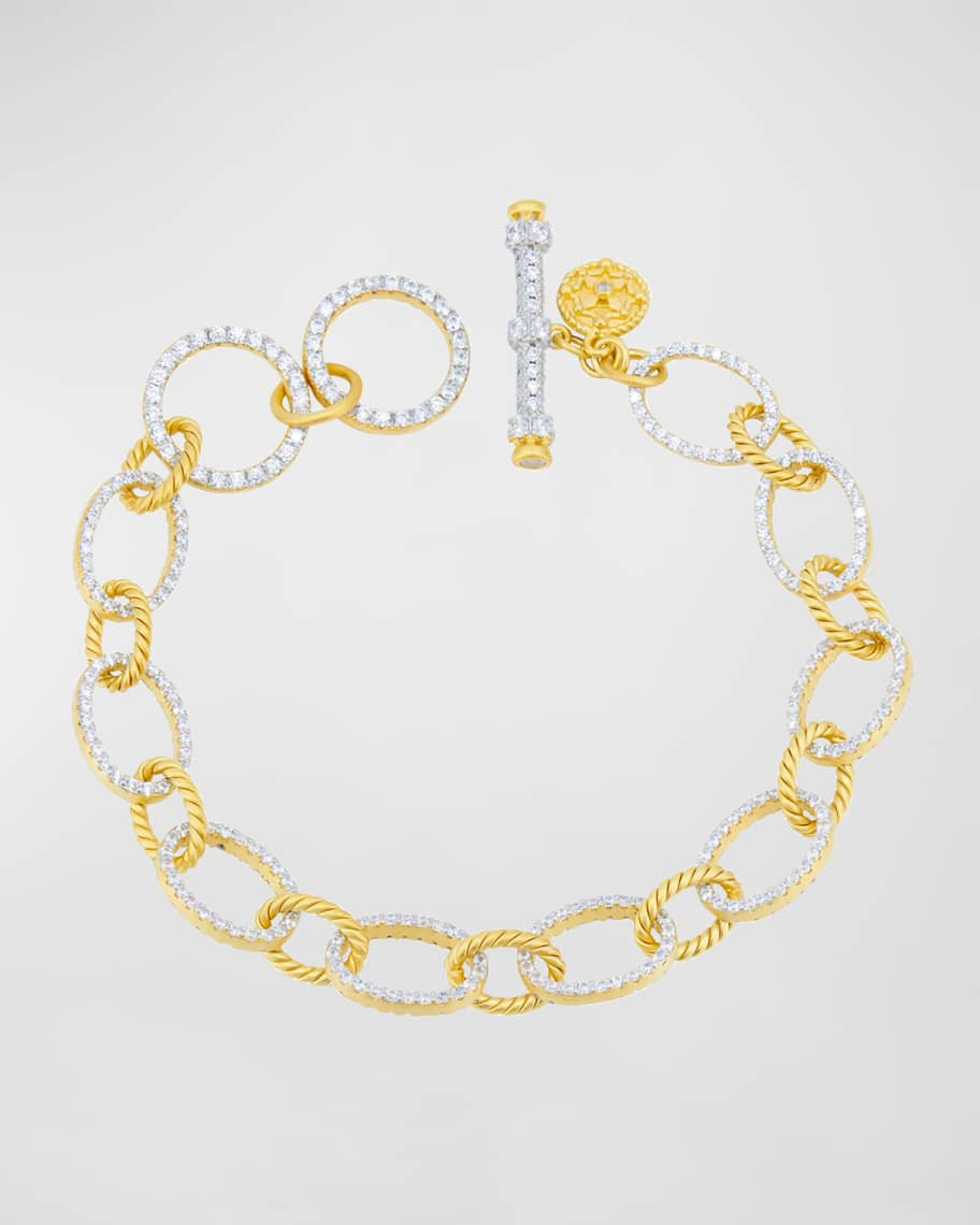 Freida Rothman Bright Sky Chain-Link Cubic Zirconia Bracelet | Neiman Marcus