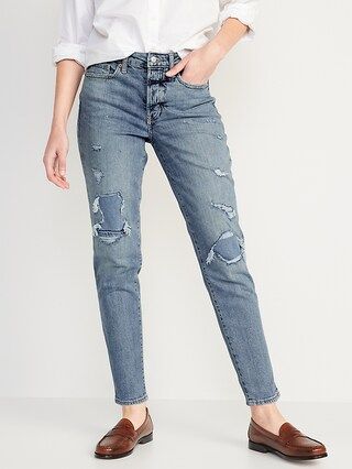High-Waisted Button-Fly O.G. Straight Ripped Ankle Jeans for Women | Old Navy (US)