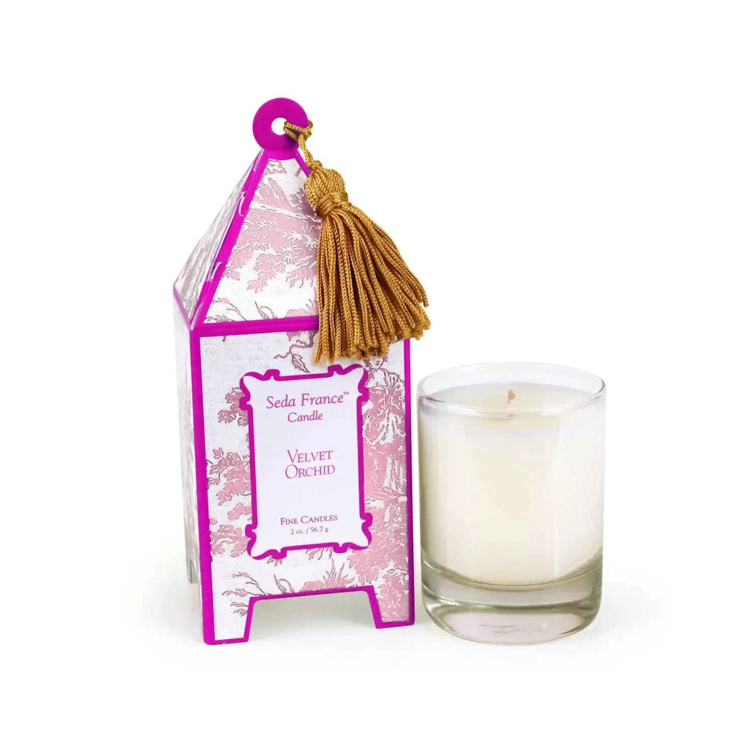 Velvet Orchid Classic Toile Mini Pagoda Box Candle | The Horseshoe Crab