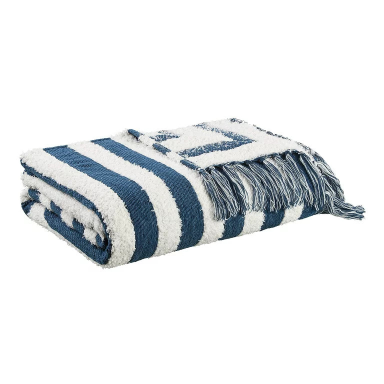 Better Homes & Gardens Textured Cozy Woven Chenille Throw, 50"x72", Blue Arch | Walmart (US)