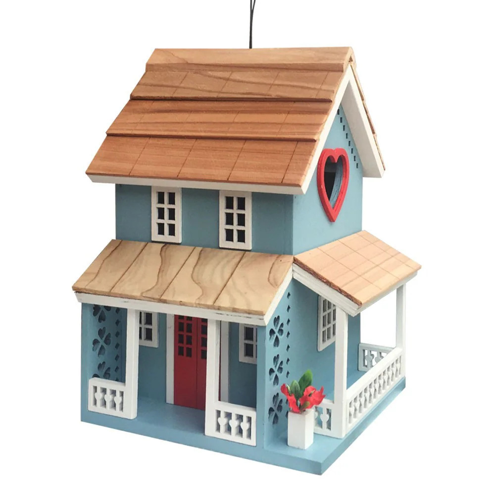 Home Bazaar 8-in H Blue Wood Finches Aviary Bird House one_size | HB-7604S | Lowe's