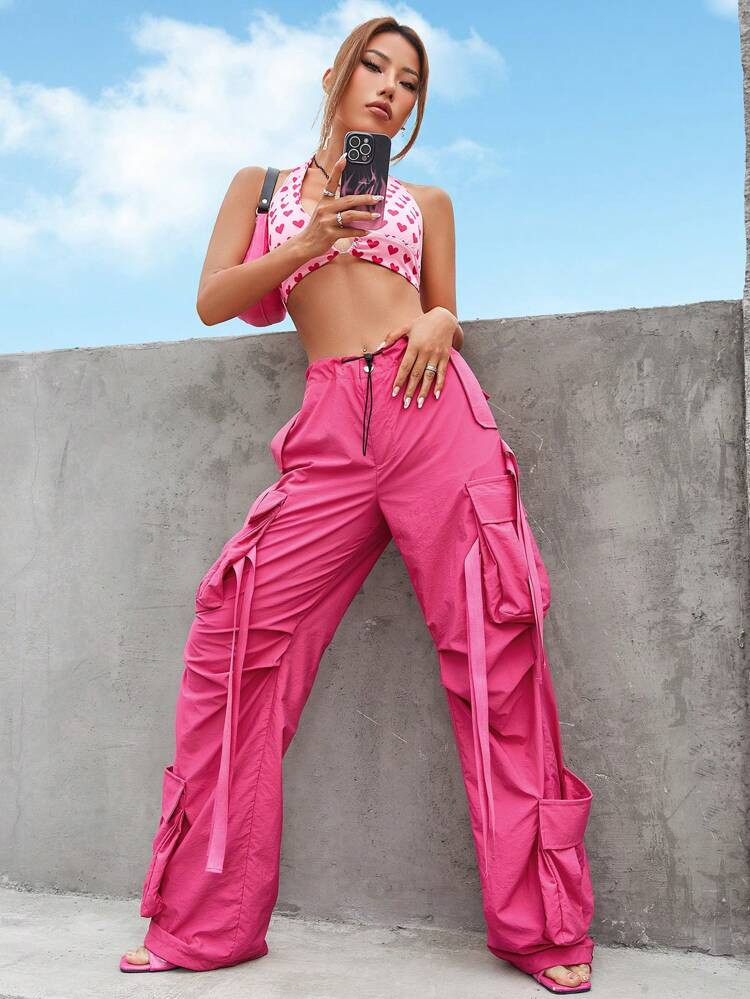 Flap Pocket Drawstring Waist Cargo Pants | SHEIN