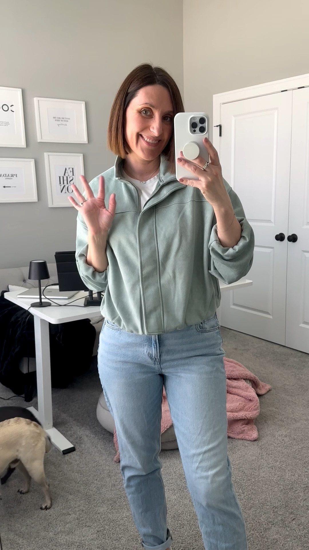 Saturday fit for bowling. I’m in love with this faux suede jacket from H&M in this minty green shade!

#LTKSeasonal #LTKdayinmylife #LTKmomlife