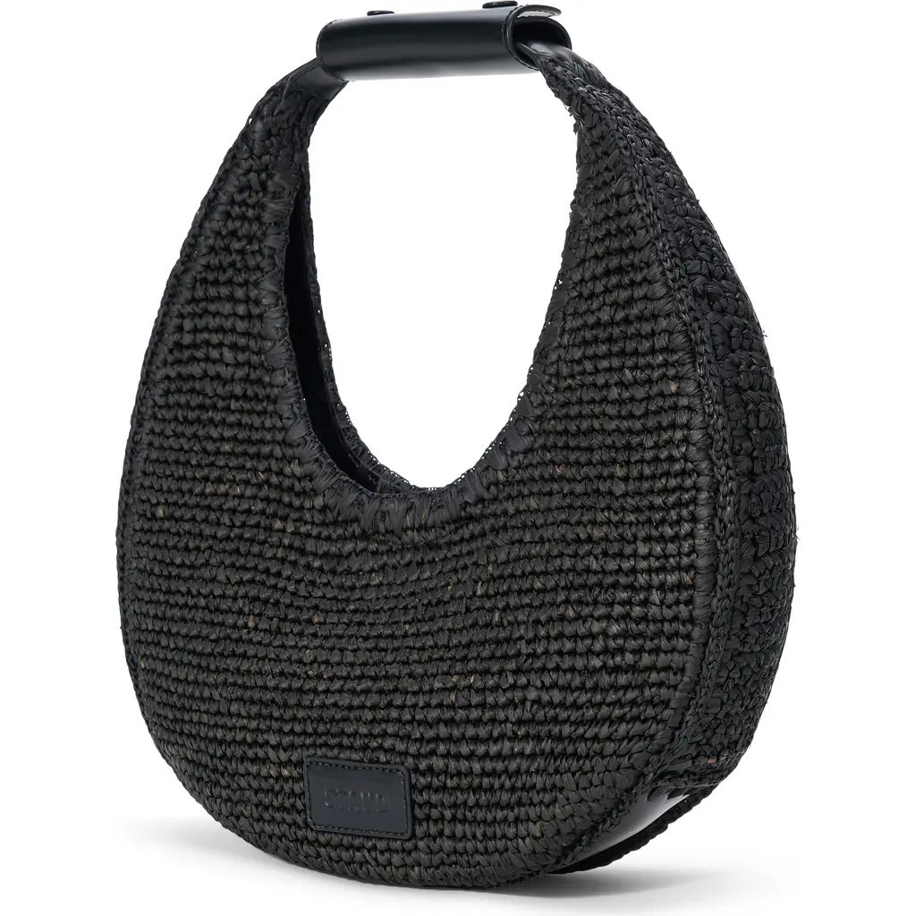 STAUD Moon Raffia Tote in Black at Nordstrom | Nordstrom
